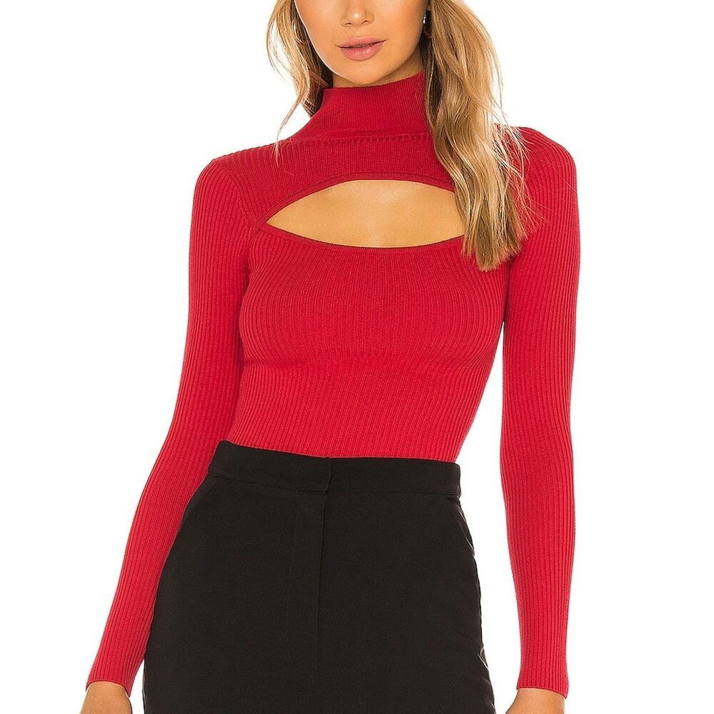 Nbd Ribbed Red Toula Sweater Size M